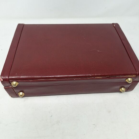 Vintage MCM Burgundy Red Faux Leather Jewelry Box Combination Lock Briefcase - Picture 10 of 15